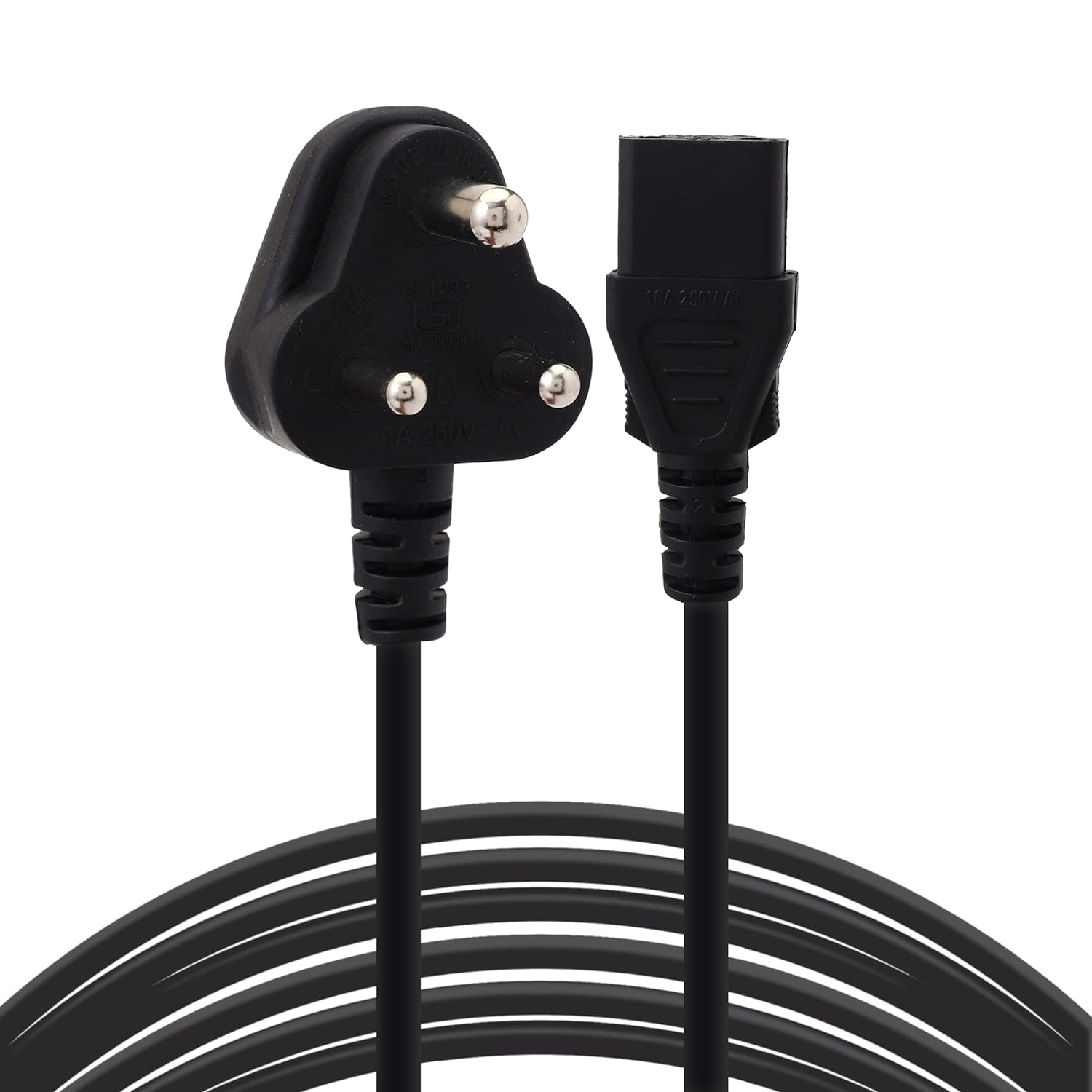 BOXNUBE ISI Certified 6A 250v Heavy Duty Desktop/Printer/SMPS/PC Copper Power Cord - Indian 3 Pin Plug to C13 IEC Socket BOXNUBE ISI Certified 6A 250v Heavy Duty Desktop/Printer/SMPS/PC Copper Power Cord - Indian 3 Pin Plug to C13 IEC Socket